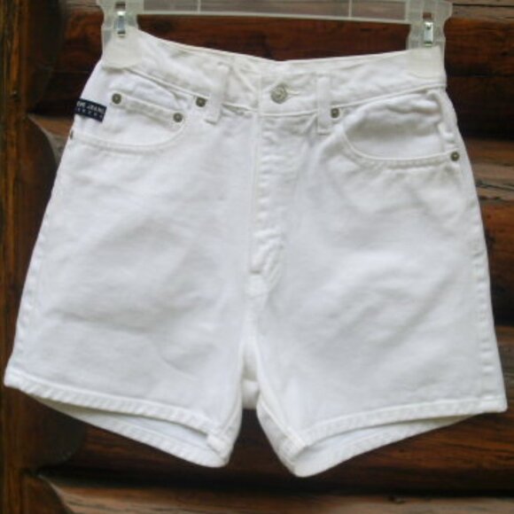 Vintage Pepe London White Mom High Rise Jean Shorts SZ 27 - Picture 1 of 4